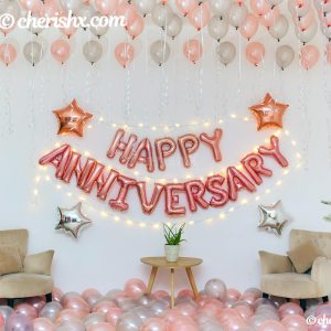 Happy Anniversary Rose Gold Surprise Decor